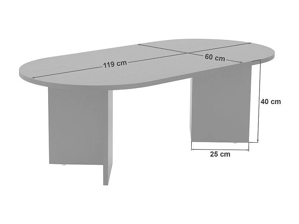 Sam - Table basse ovale en bois 119x60cm  - Bois foncé