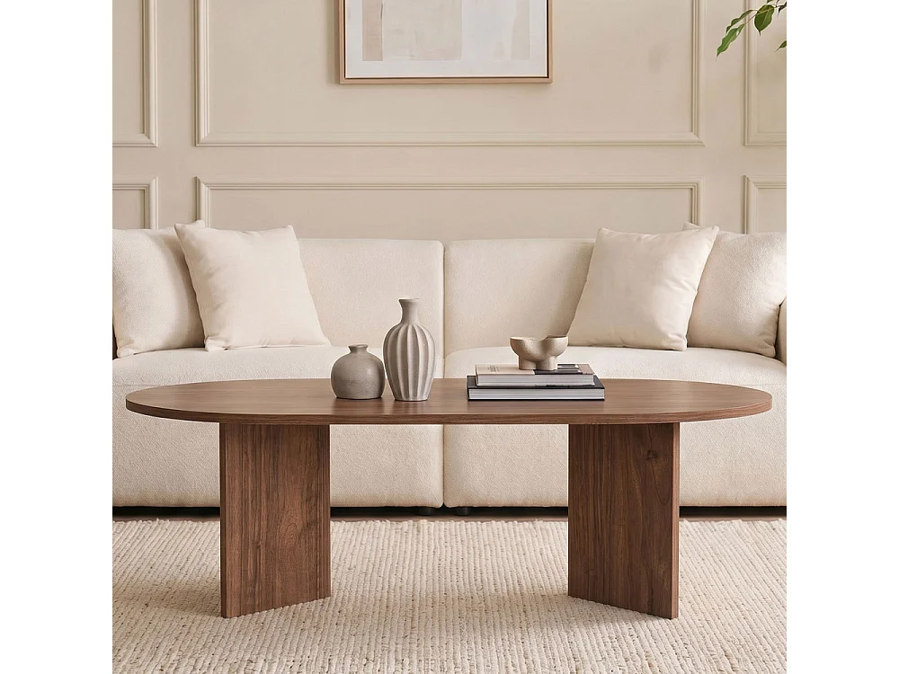Sam - Table basse ovale en bois 119x60cm  - Bois foncé