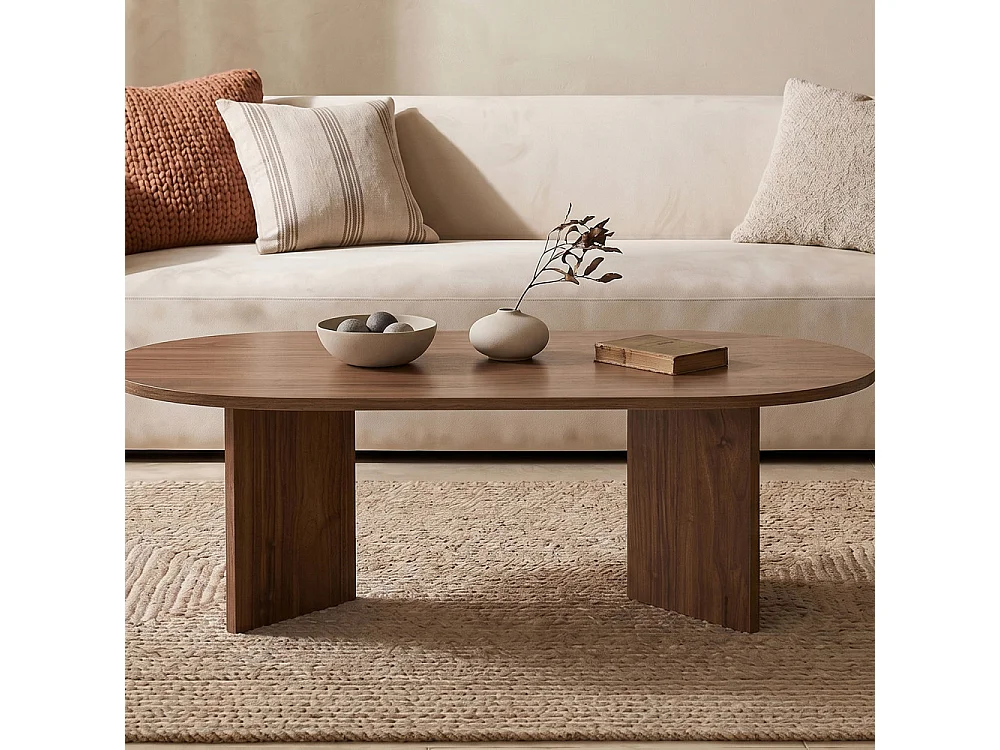 Sam - Table basse ovale en bois 119x60cm  - Bois foncé