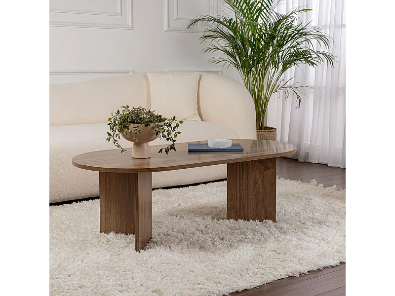 Sam - Table basse ovale en bois 119x60cm  - Bois foncé