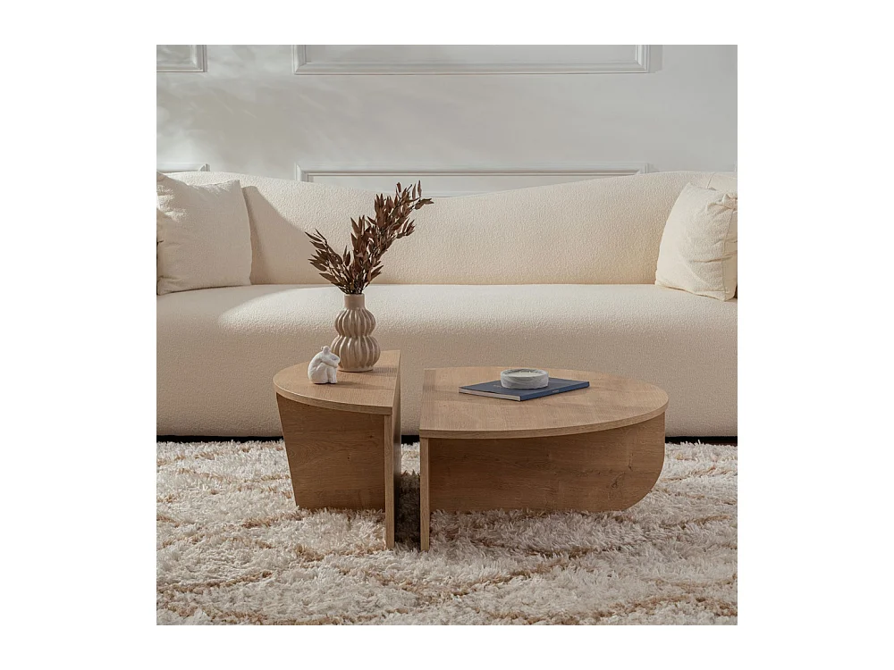 Asya - Lot de 2 tables basses en bois - Bois clair