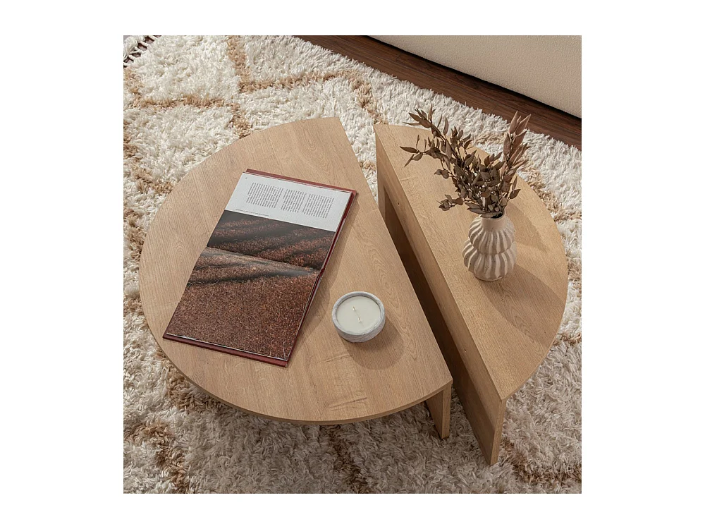 Asya - Lot de 2 tables basses en bois - Bois clair