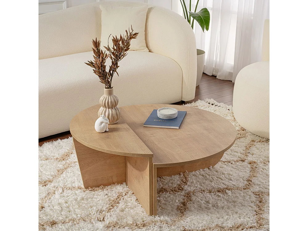 Asya - Lot de 2 tables basses en bois - Bois clair