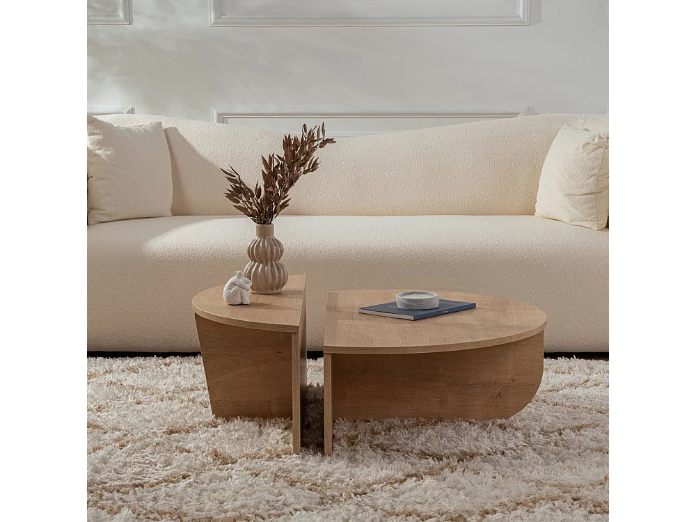 Asya - Lot de 2 tables basses en bois - Bois clair