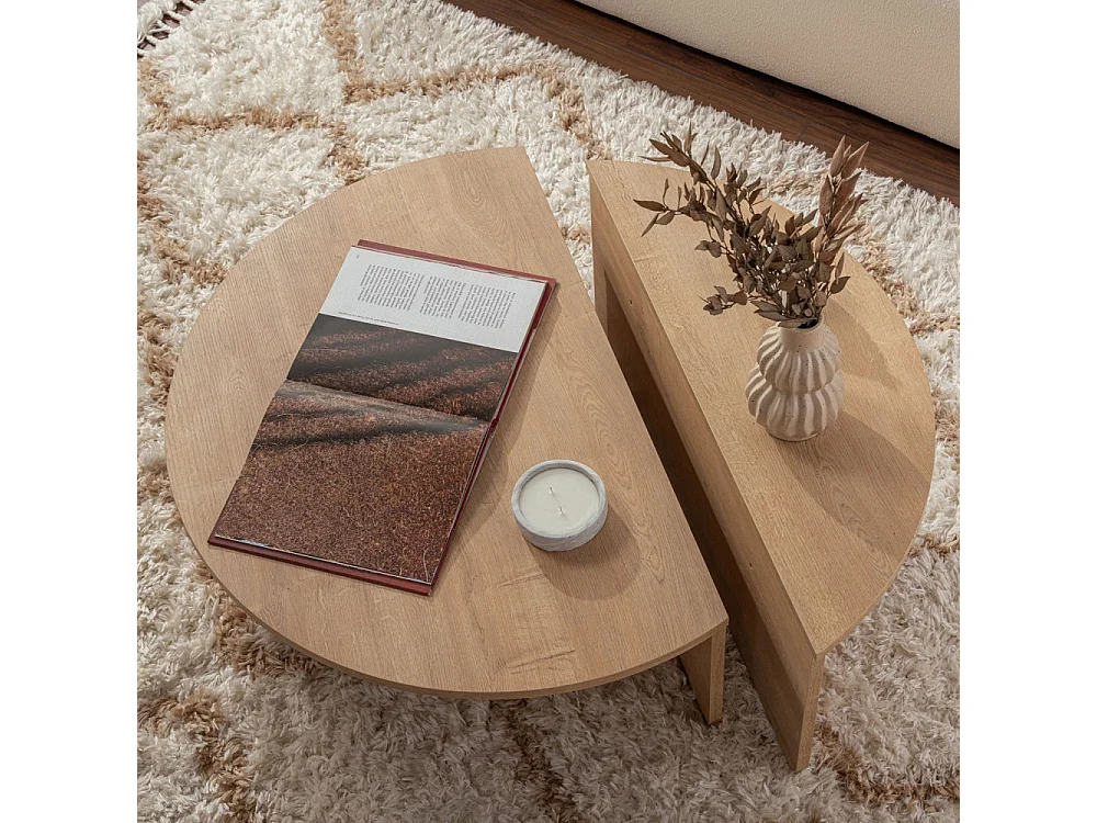 Asya - Lot de 2 tables basses en bois - Bois clair