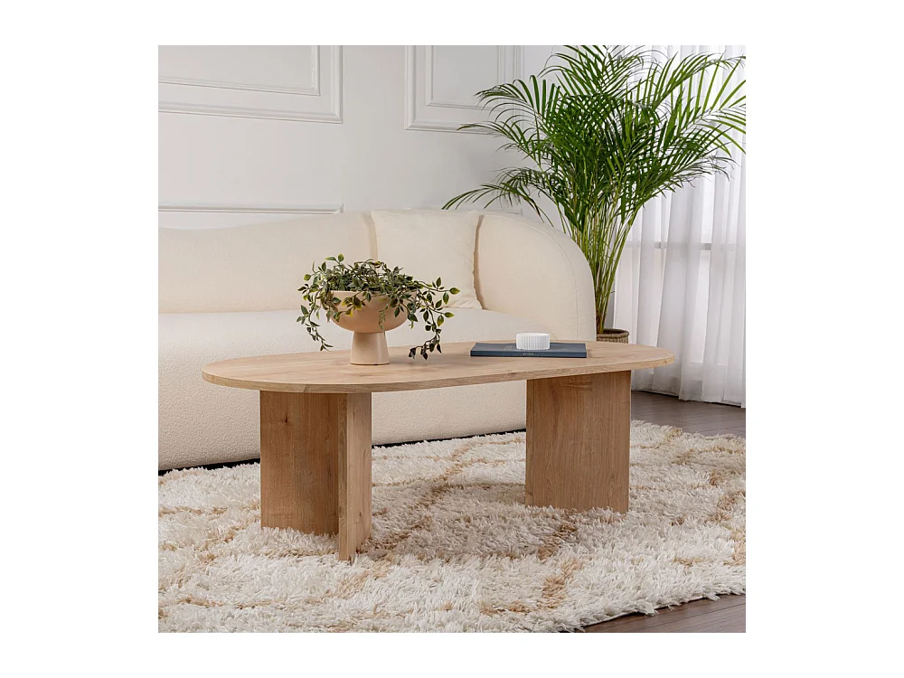 Sam - Table basse ovale en bois 119x60cm - Bois clair