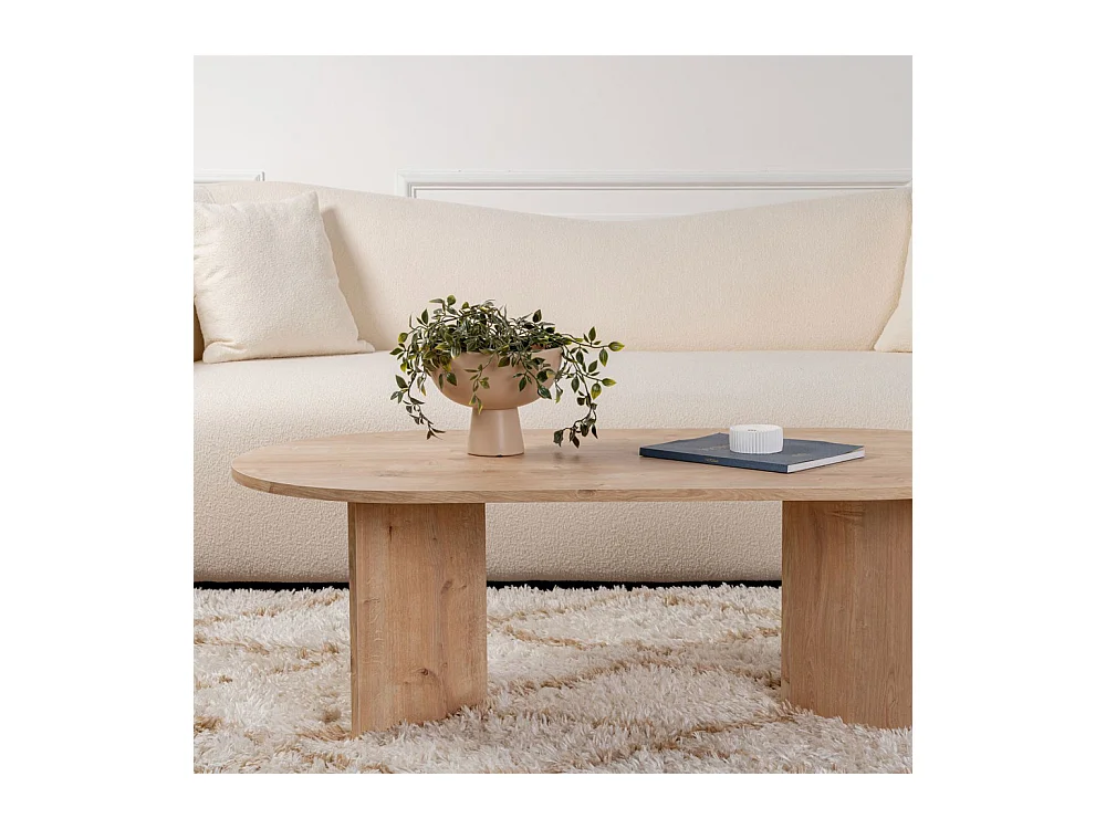 Sam - Table basse ovale en bois 119x60cm - Bois clair