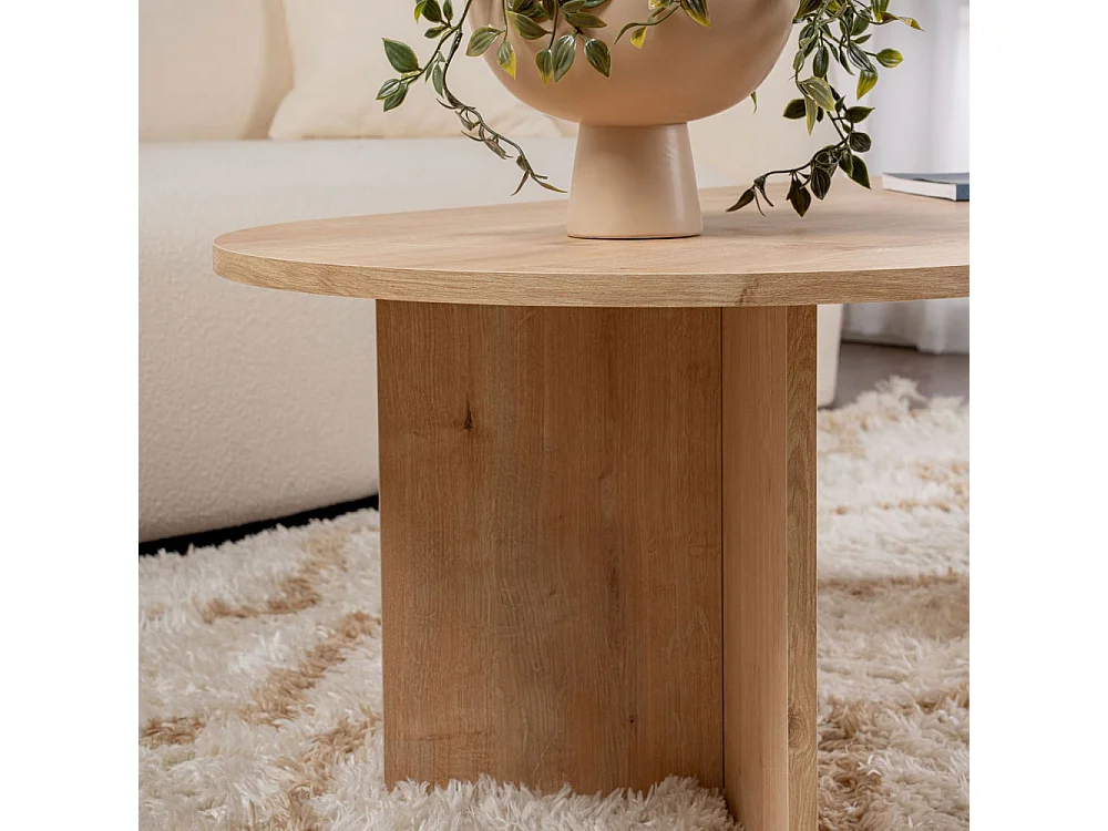 Sam - Table basse ovale en bois 119x60cm - Bois clair