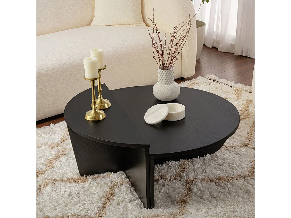 Asya - Lot de 2 tables basses en bois - Noir