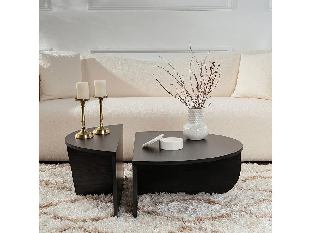 Asya - Lot de 2 tables basses en bois - Noir