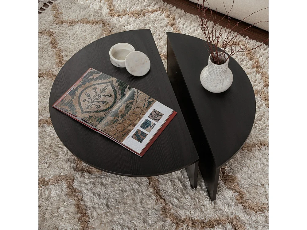 Asya - Lot de 2 tables basses en bois - Noir