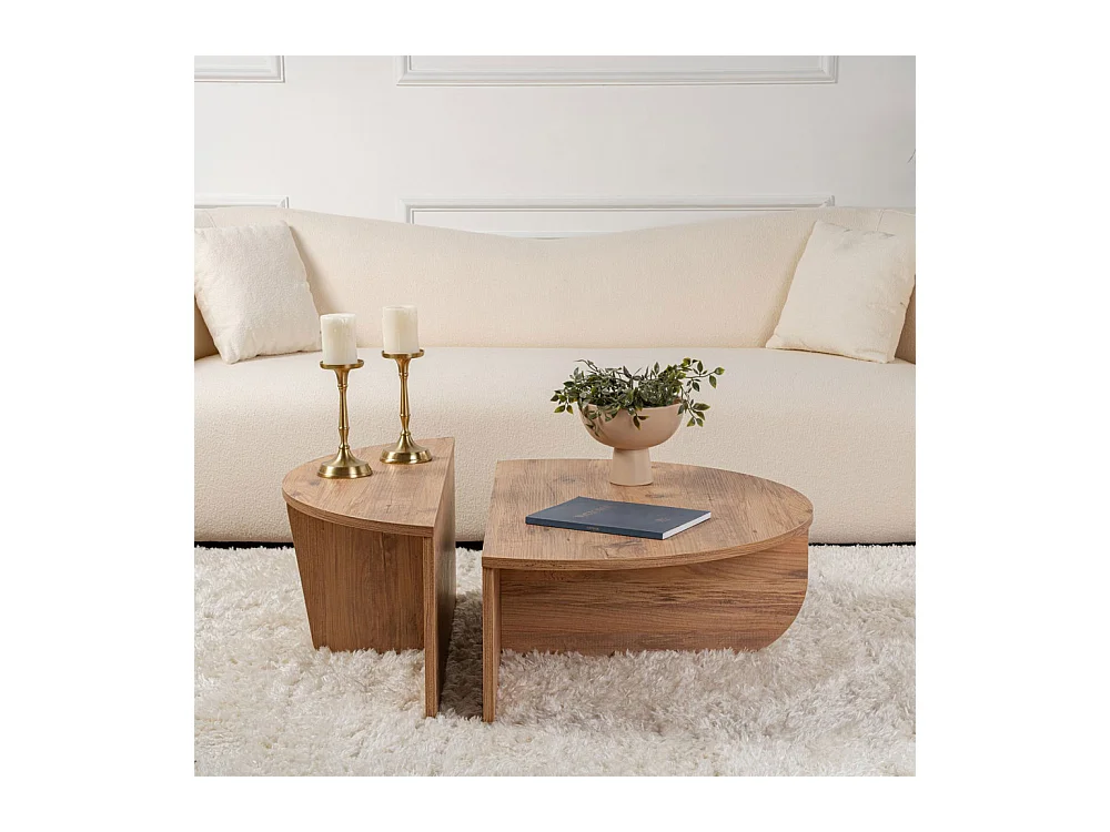 Asya - Lot de 2 tables basses en bois - Bois foncé