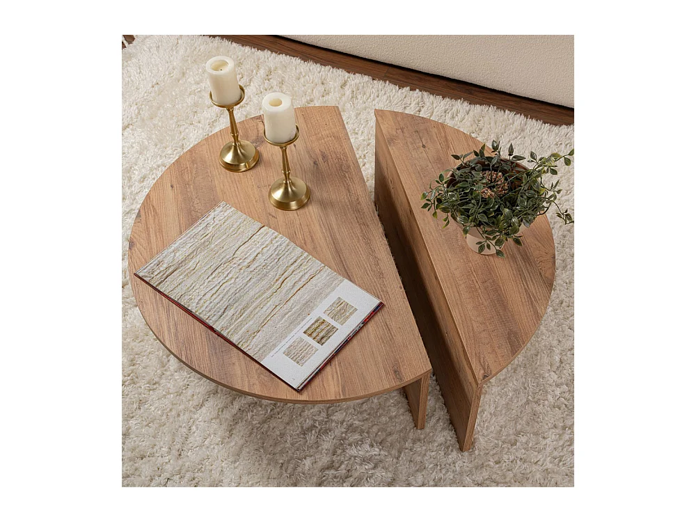 Asya - Lot de 2 tables basses en bois - Bois foncé