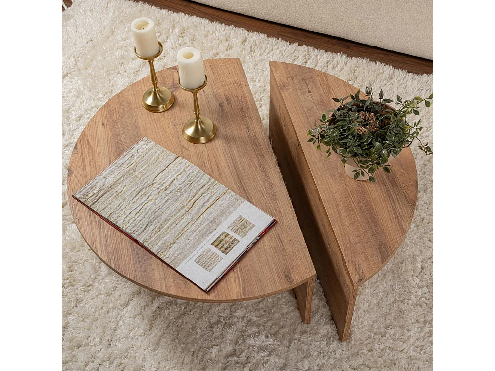 Asya - Lot de 2 tables basses en bois - Bois foncé