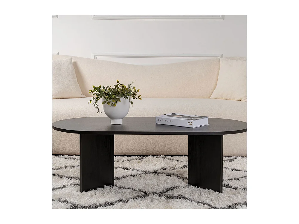 Sam - Table basse ovale en bois 119x60cm - Noir