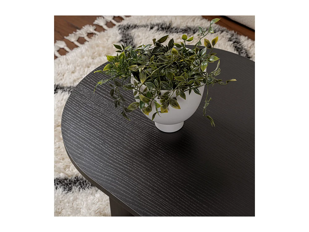 Sam - Table basse ovale en bois 119x60cm - Noir