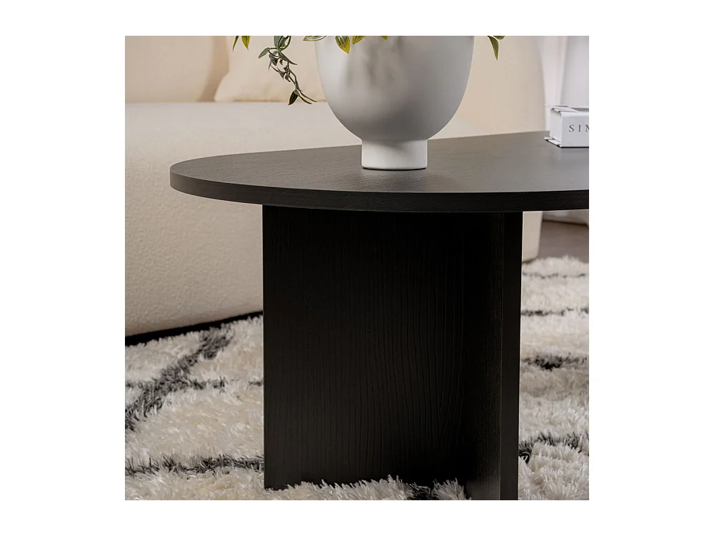 Sam - Table basse ovale en bois 119x60cm - Noir