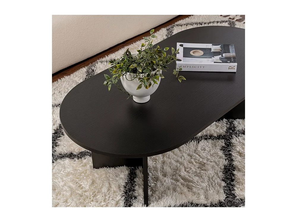 Sam - Table basse ovale en bois 119x60cm - Noir