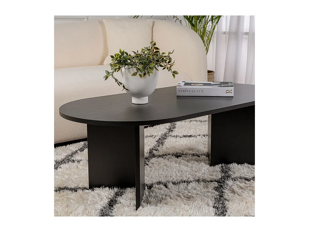 Sam - Table basse ovale en bois 119x60cm - Noir