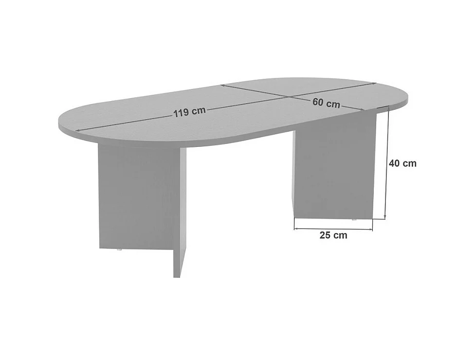 Sam - Table basse ovale en bois 119x60cm - Noir
