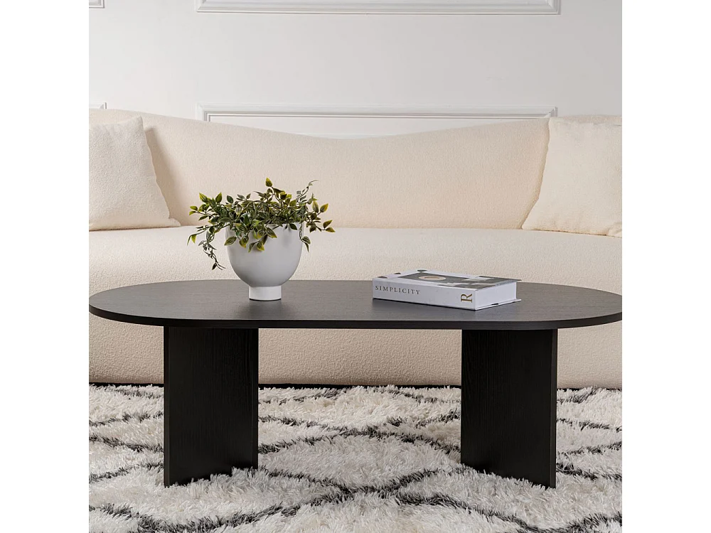 Sam - Table basse ovale en bois 119x60cm - Noir