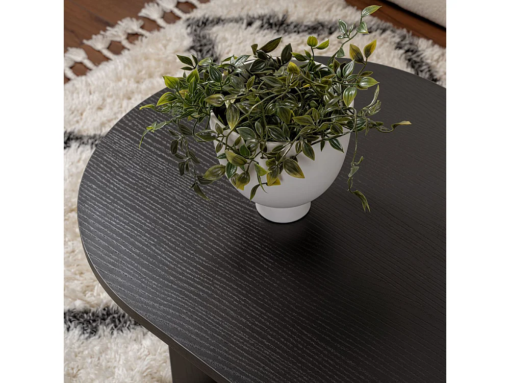 Sam - Table basse ovale en bois 119x60cm - Noir