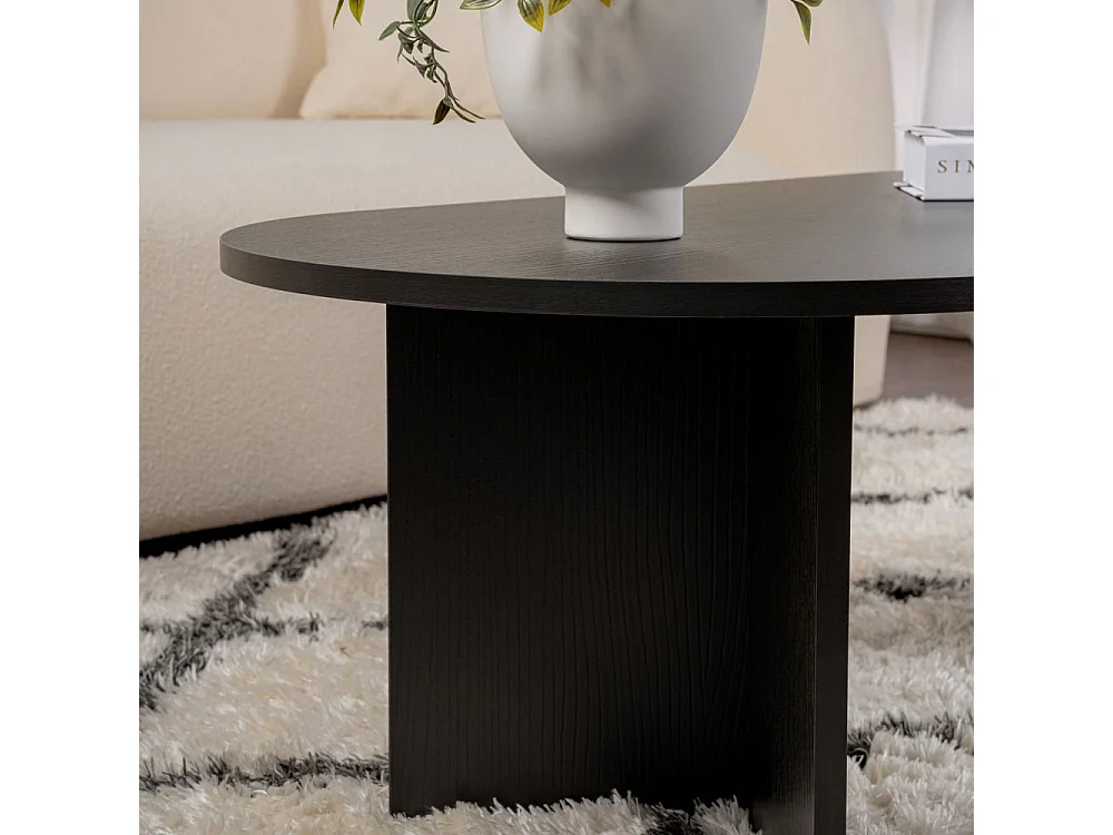 Sam - Table basse ovale en bois 119x60cm - Noir