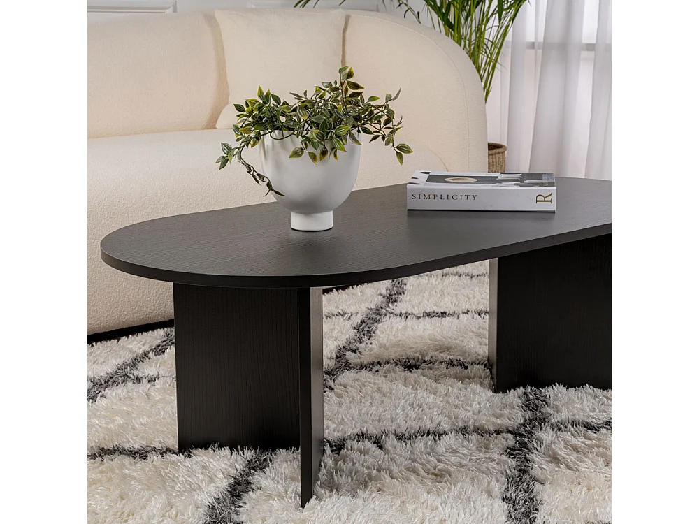 Sam - Table basse ovale en bois 119x60cm - Noir