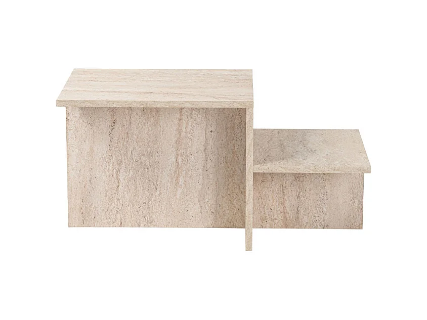 Hemy - Table basse effet travertin - Beige