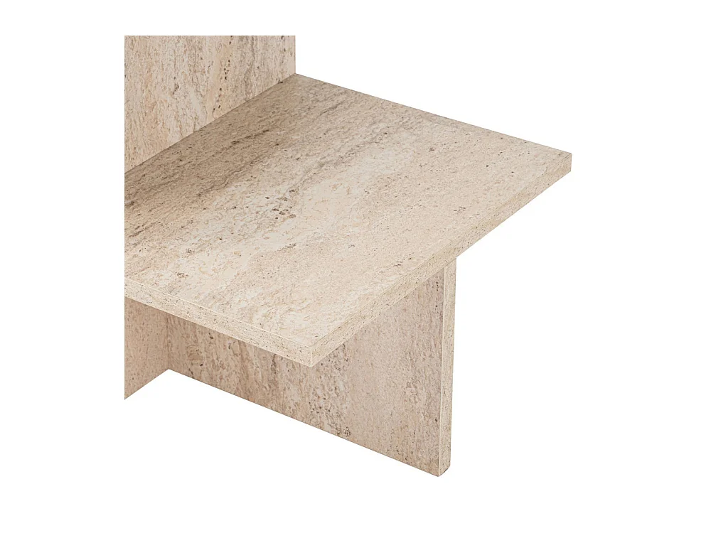 Hemy - Table basse effet travertin - Beige