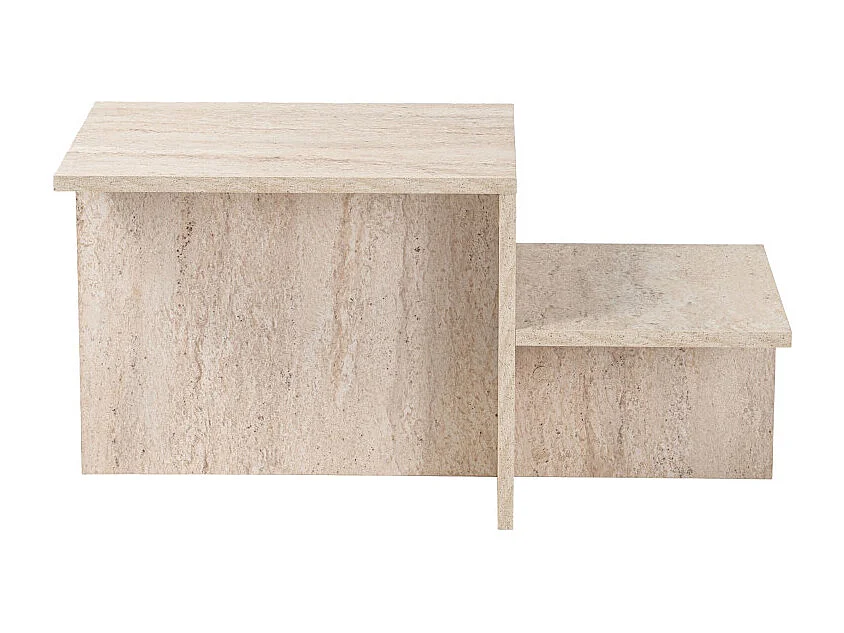 Hemy - Table basse effet travertin - Beige