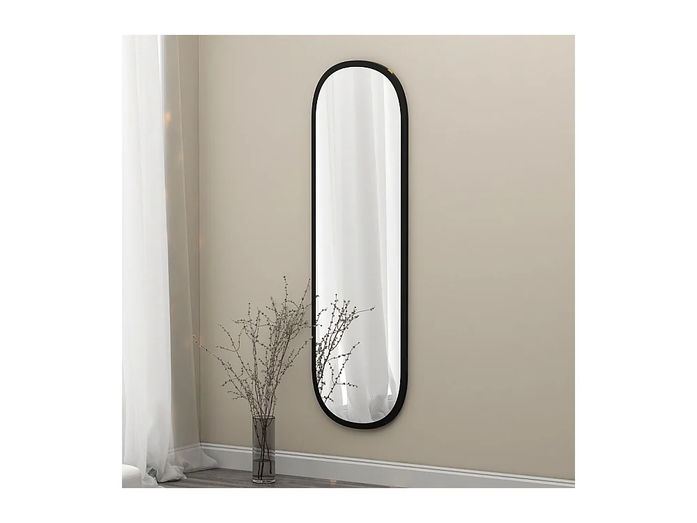 Ono - Miroir ovale en bois 37x117cm - Noir
