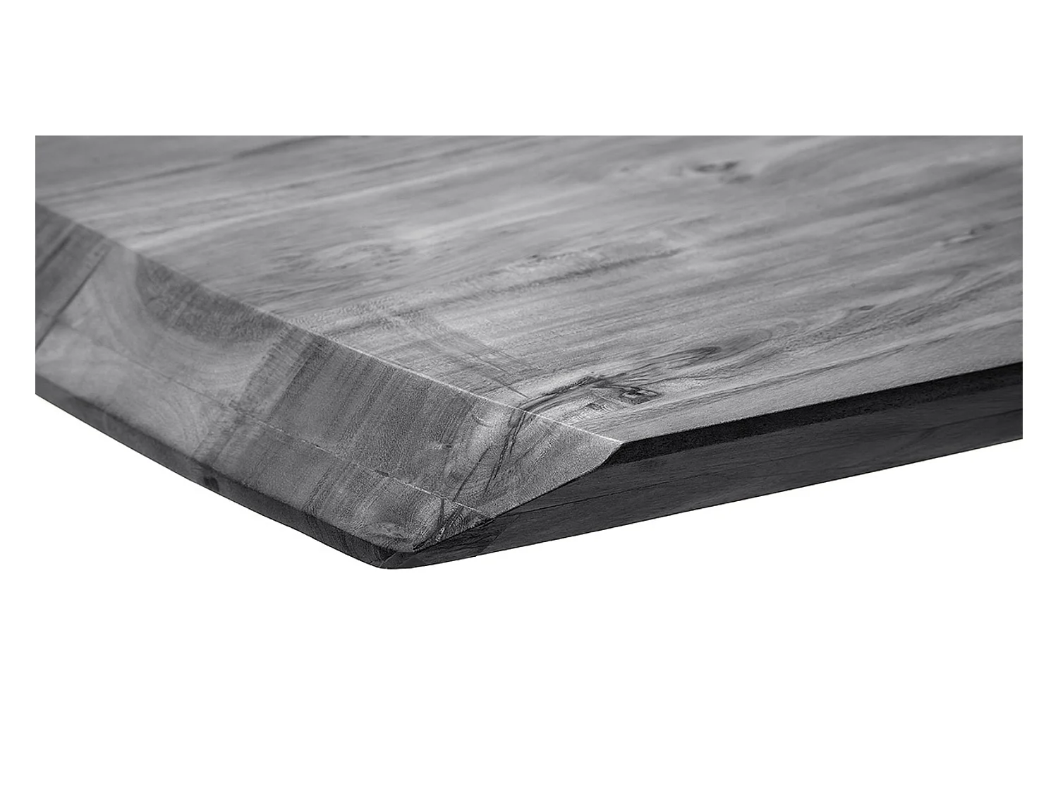 Table de salle à manger rectangulaire en bois d'acacia coloris gris, pieds en métal anthracite antique - longueur 180 x hauteur 77 x profondeur 100 cm