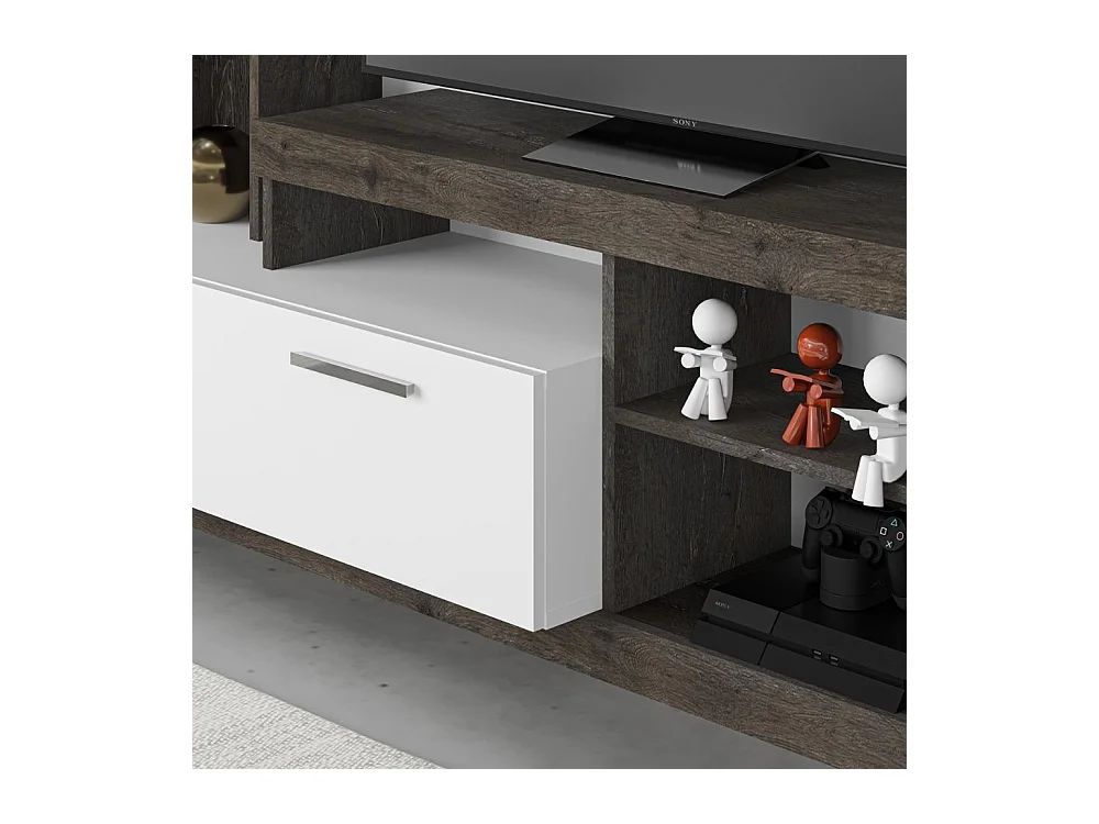 Parete attrezzata Leo 171x42x171 colore dark coffe bianco