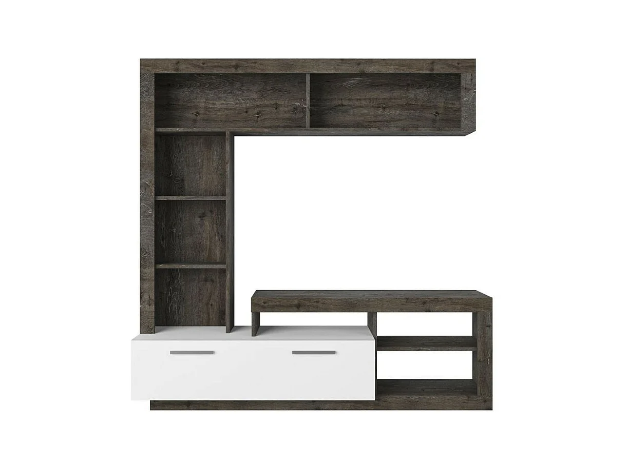 Parete attrezzata Leo 171x42x171 colore dark coffe bianco