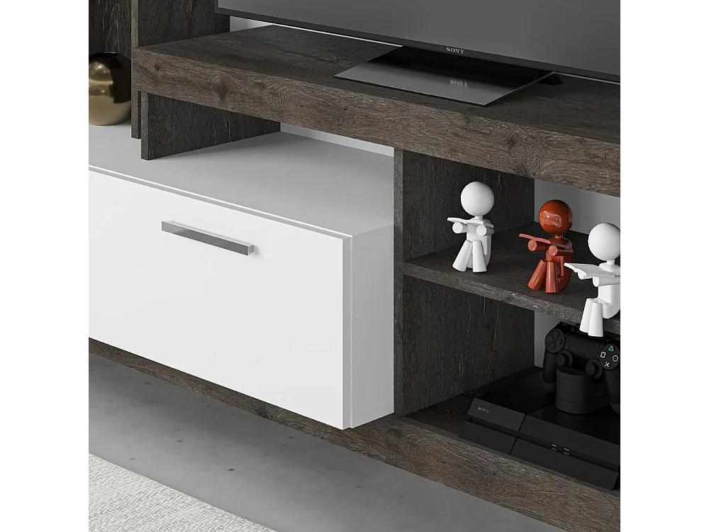 Parete attrezzata Leo 171x42x171 colore dark coffe bianco