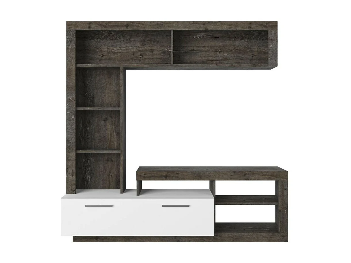 Parete attrezzata Leo 171x42x171 colore dark coffe bianco