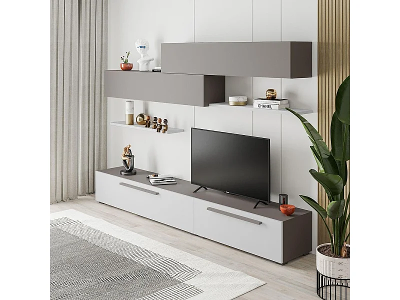 Parete attrezzata Kombat 260 colore bianco e light mocha