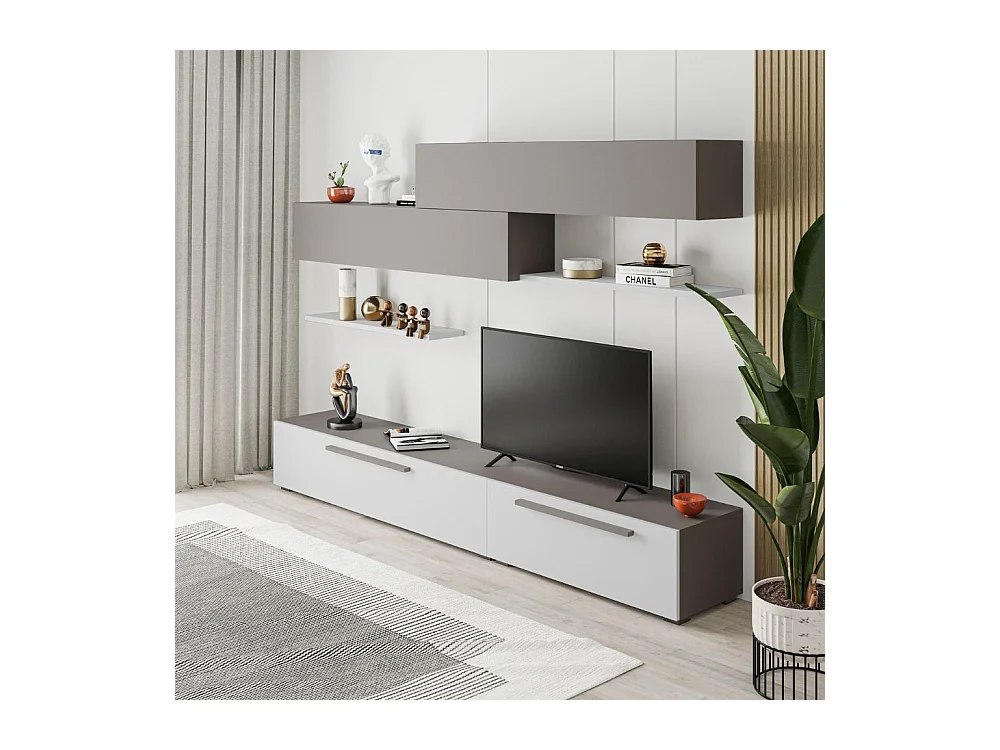 Parete attrezzata Kombat 260 colore bianco e light mocha