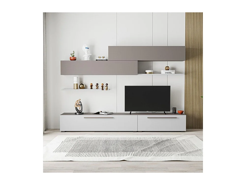 Parete attrezzata Kombat 260 colore bianco e light mocha