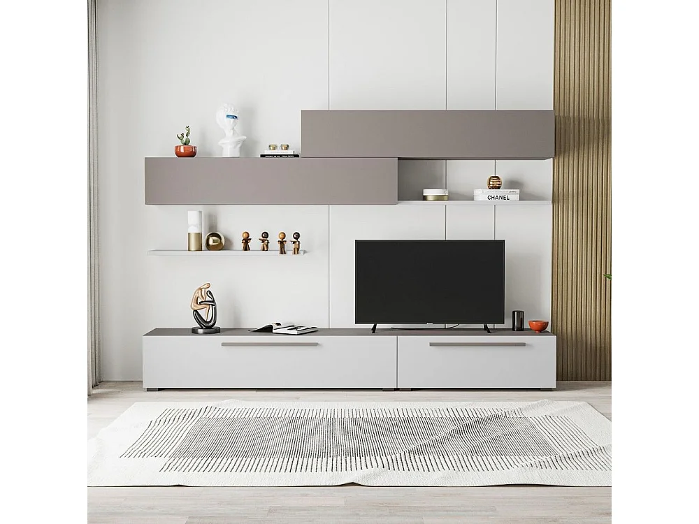 Parete attrezzata Kombat 260 colore bianco e light mocha