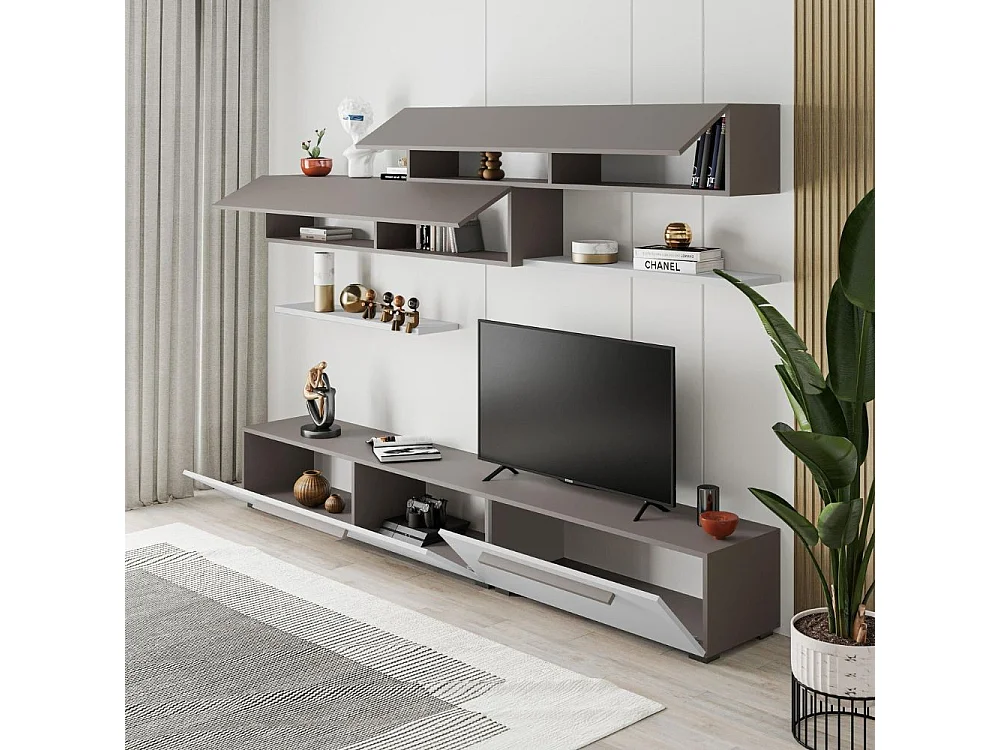 Parete attrezzata Kombat 260 colore bianco e light mocha