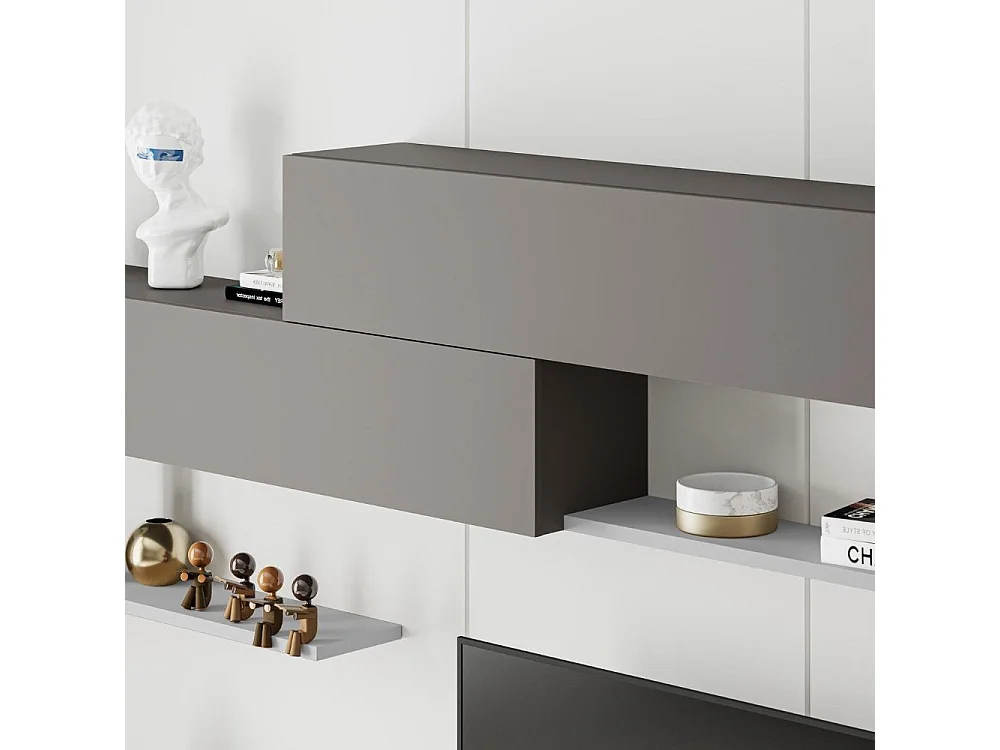 Parete attrezzata Kombat 260 colore bianco e light mocha