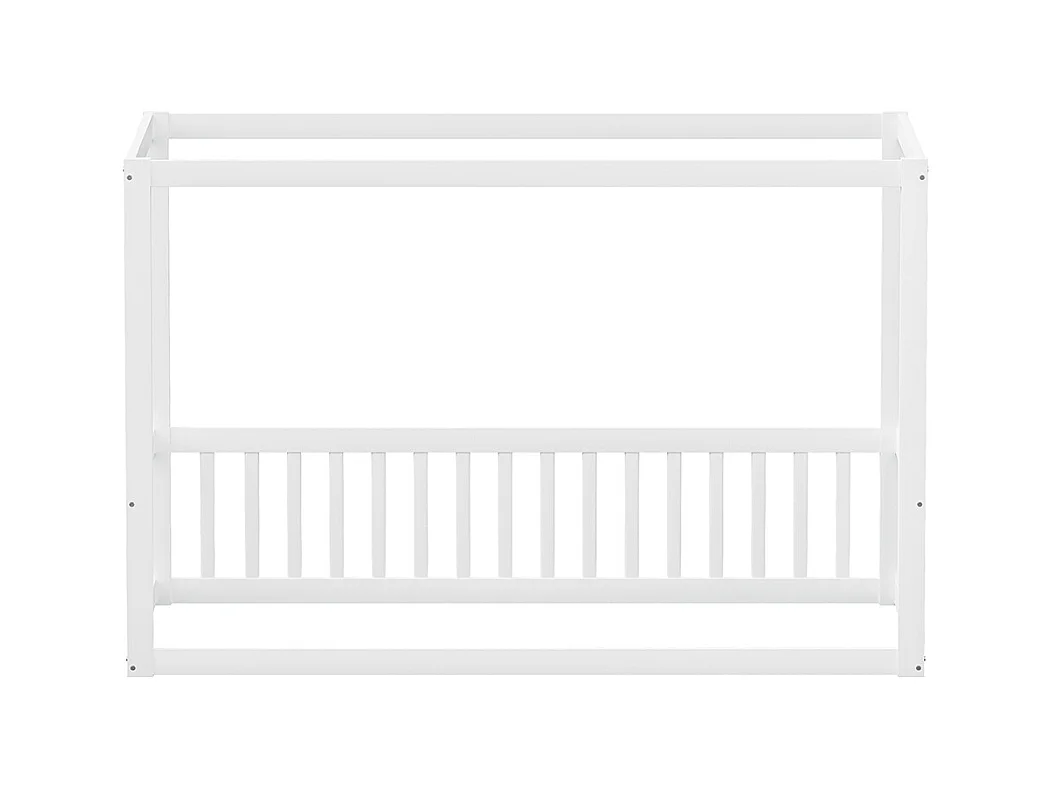 Lit simple 90x200 lit à baldaquin en bois massif cadre robuste style enfant couleur blanc