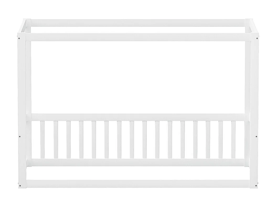 Lit simple 90x200 lit à baldaquin en bois massif cadre robuste style enfant couleur blanc