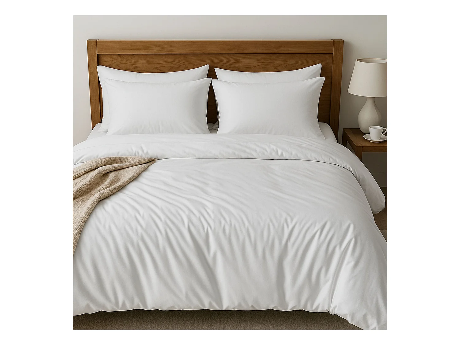 Parure de lit 260x240 100% coton blanc Terre de Nuit