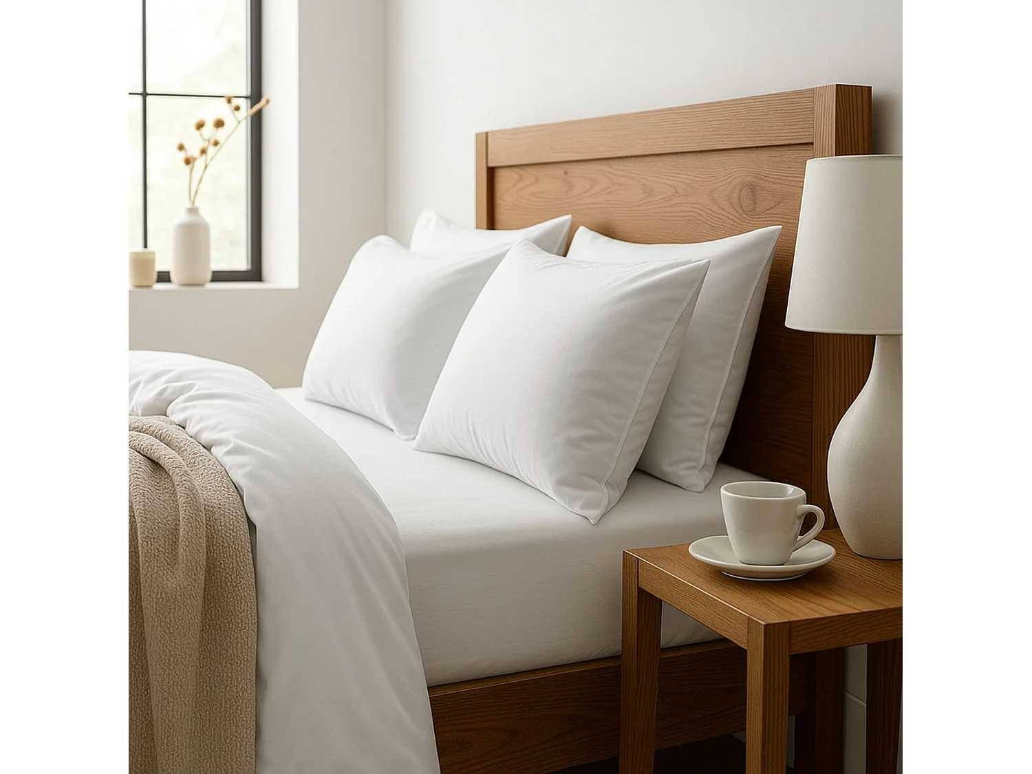 Parure de lit 260x240 100% coton blanc Terre de Nuit