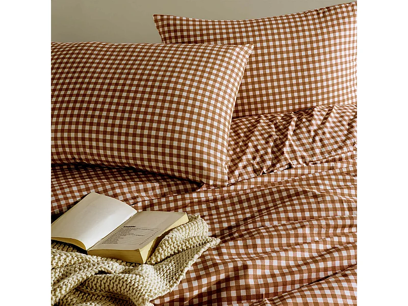 Parure de lit Vichy 240x220 Marron