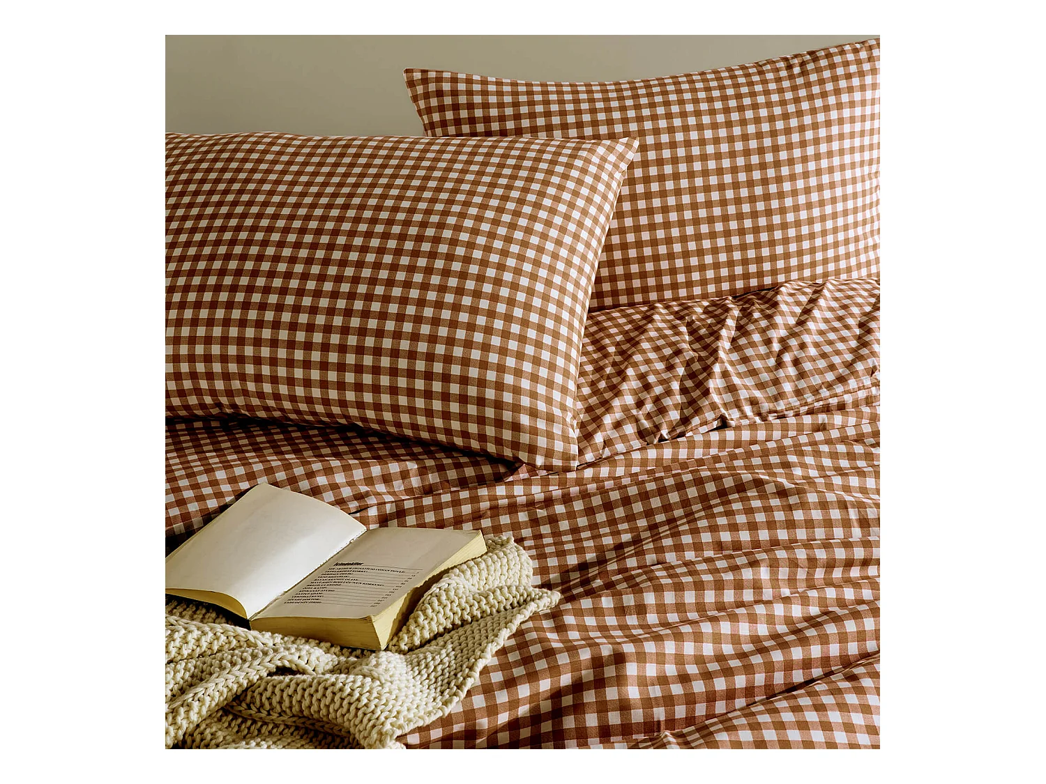 Parure de lit Vichy 240x220 Marron