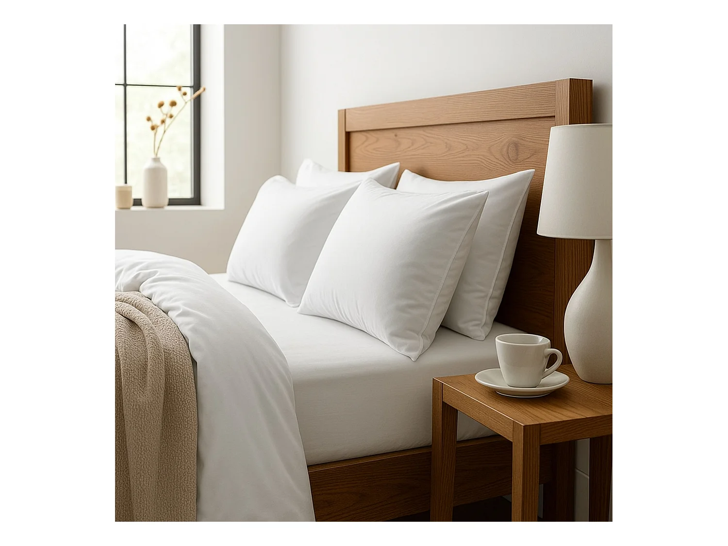 Parure de lit 240x220 100% coton blanc Terre de Nuit